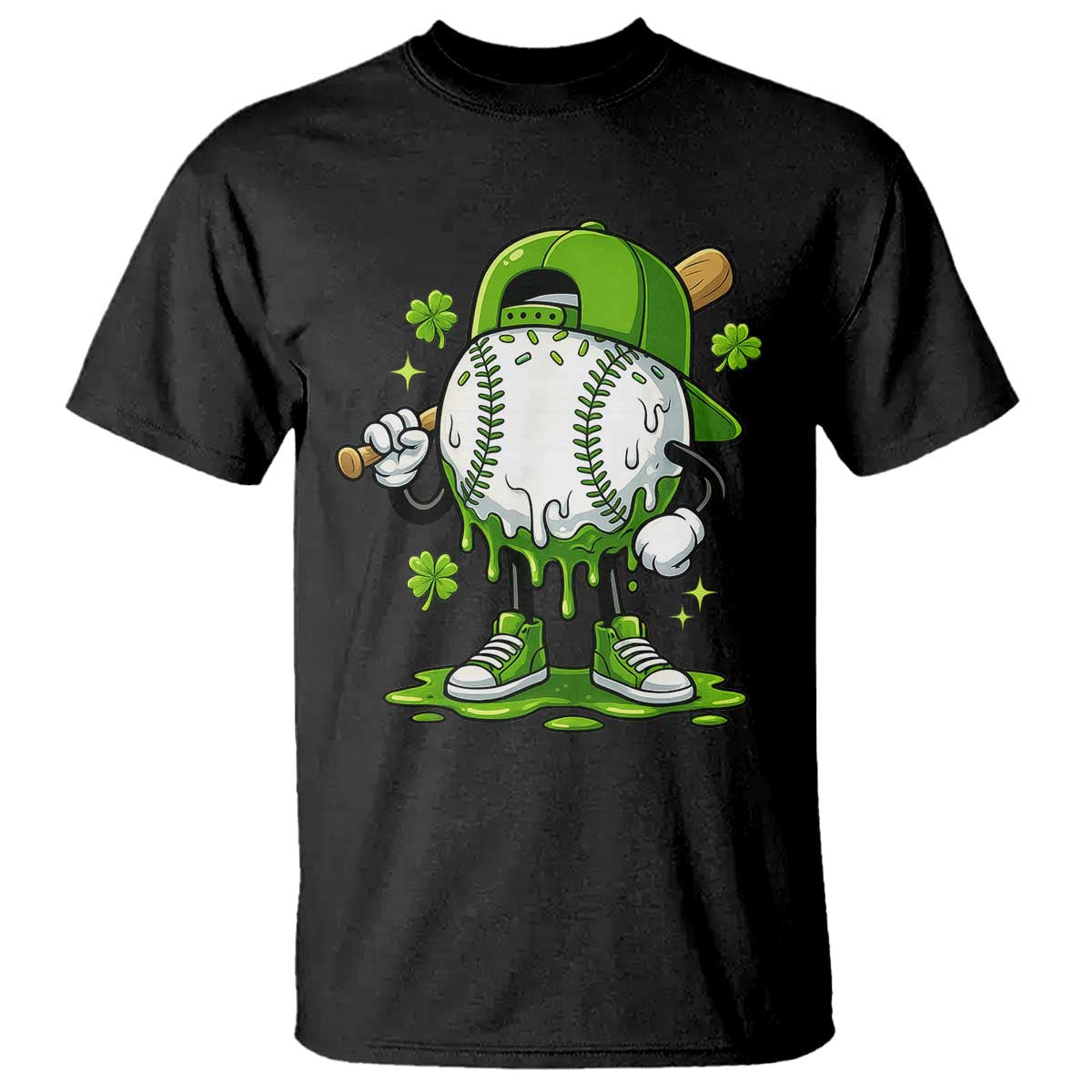 Baseball Drip Icecream T Shirt Youth Boy St Patricks Day Shamrock Green