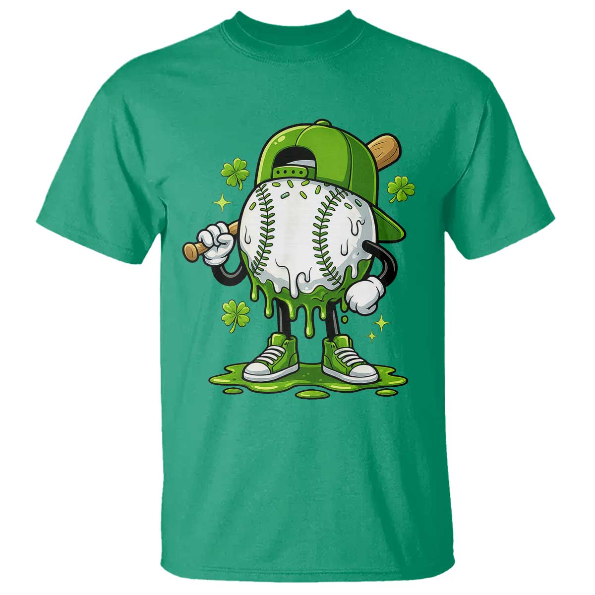 Baseball Drip Icecream T Shirt Youth Boy St Patricks Day Shamrock Green