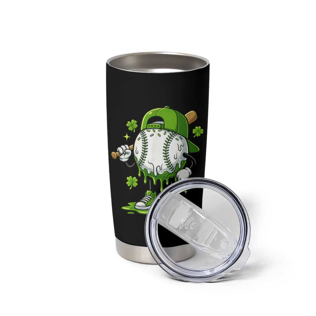 Baseball Drip Icecream Tumbler Cup Youth Boy St Patricks Day Shamrock Green