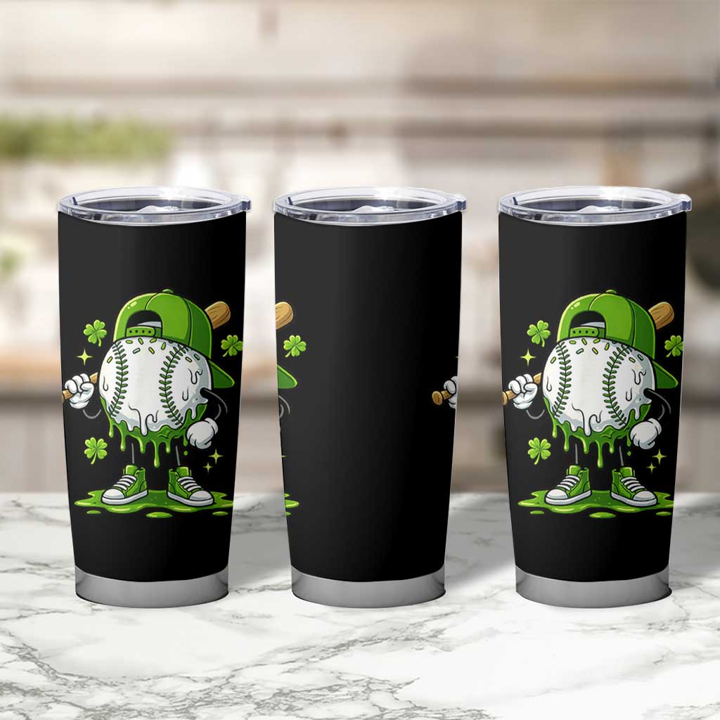 Baseball Drip Icecream Tumbler Cup Youth Boy St Patricks Day Shamrock Green