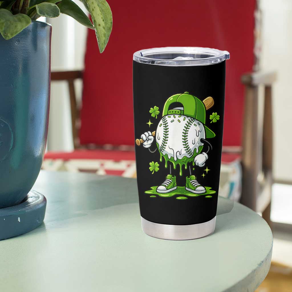 Baseball Drip Icecream Tumbler Cup Youth Boy St Patricks Day Shamrock Green