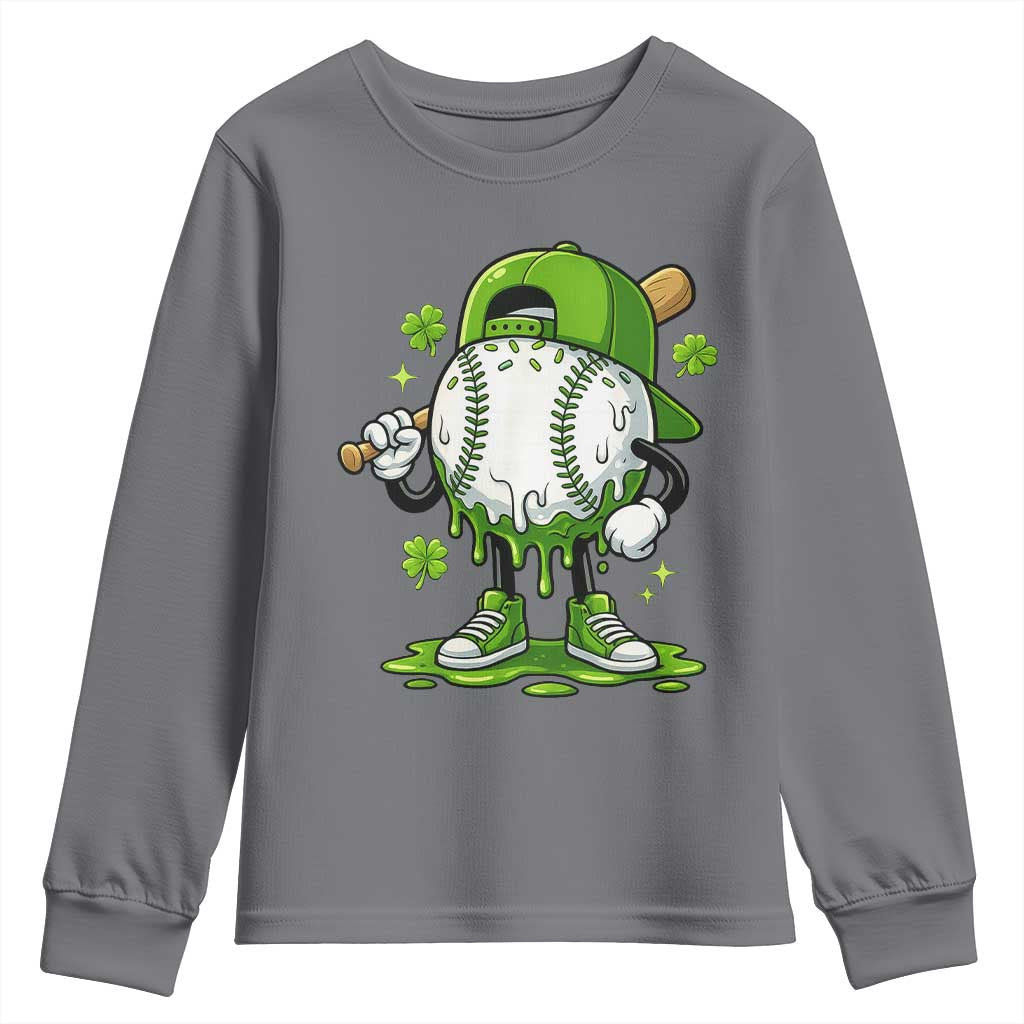 Baseball Drip Icecream Youth Sweatshirt Youth Boy St Patricks Day Shamrock Green