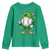 Baseball Drip Icecream Youth Sweatshirt Youth Boy St Patricks Day Shamrock Green