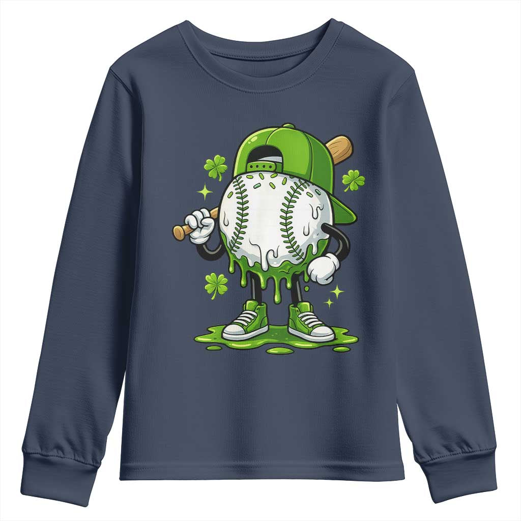 Baseball Drip Icecream Youth Sweatshirt Youth Boy St Patricks Day Shamrock Green