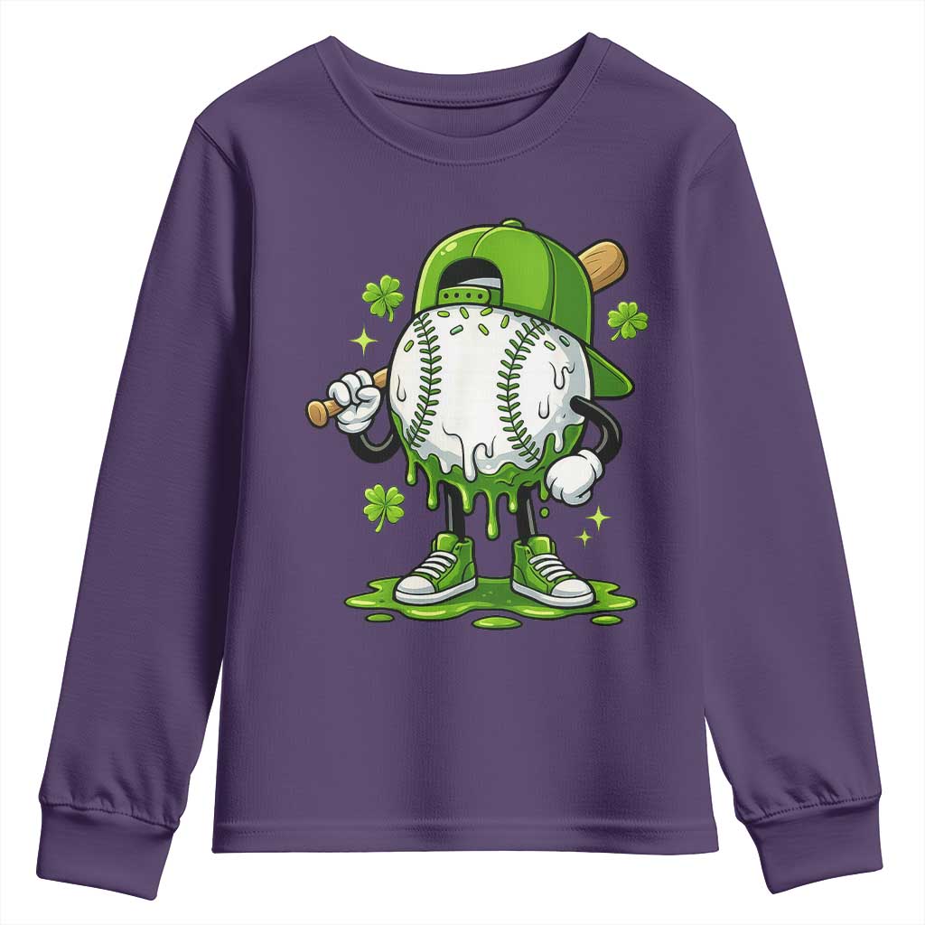 Baseball Drip Icecream Youth Sweatshirt Youth Boy St Patricks Day Shamrock Green