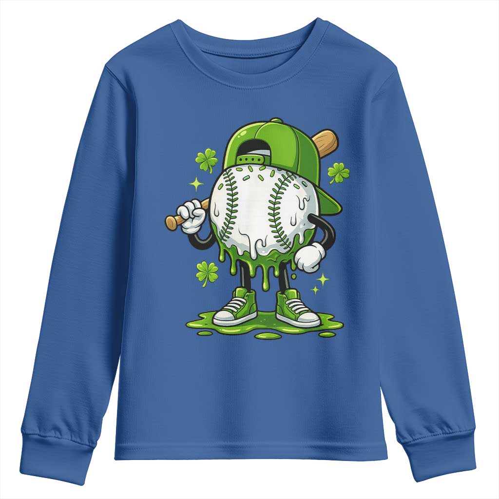 Baseball Drip Icecream Youth Sweatshirt Youth Boy St Patricks Day Shamrock Green