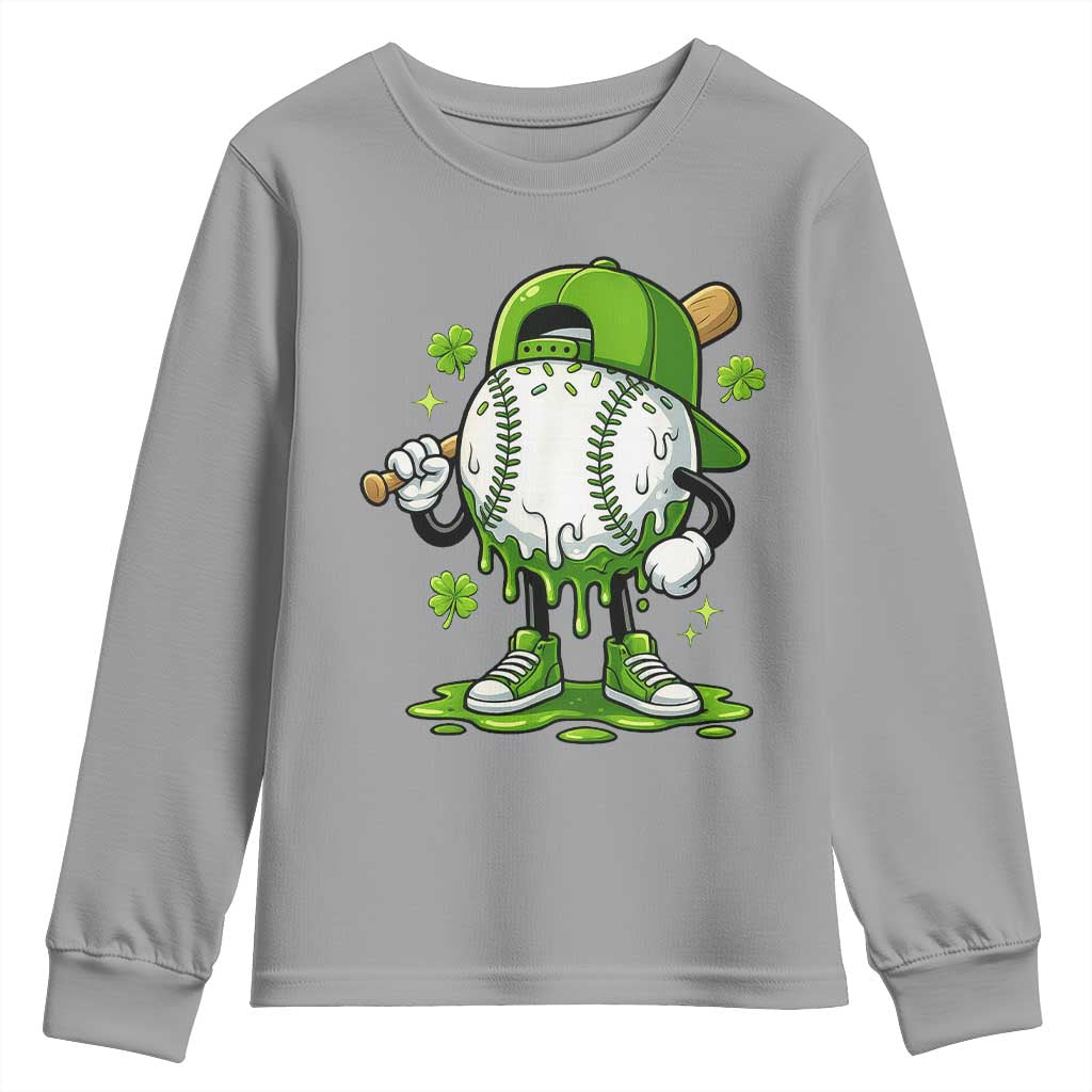 Baseball Drip Icecream Youth Sweatshirt Youth Boy St Patricks Day Shamrock Green