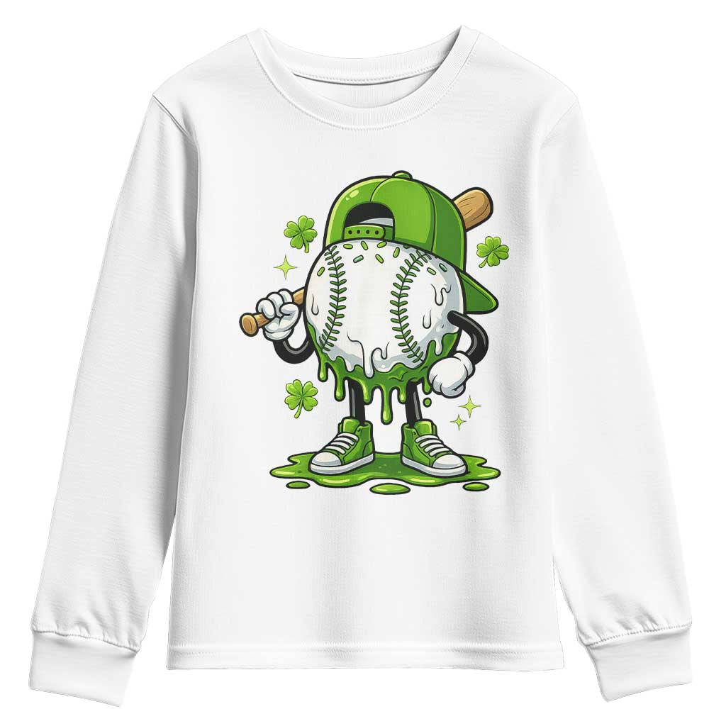 Baseball Drip Icecream Youth Sweatshirt Youth Boy St Patricks Day Shamrock Green
