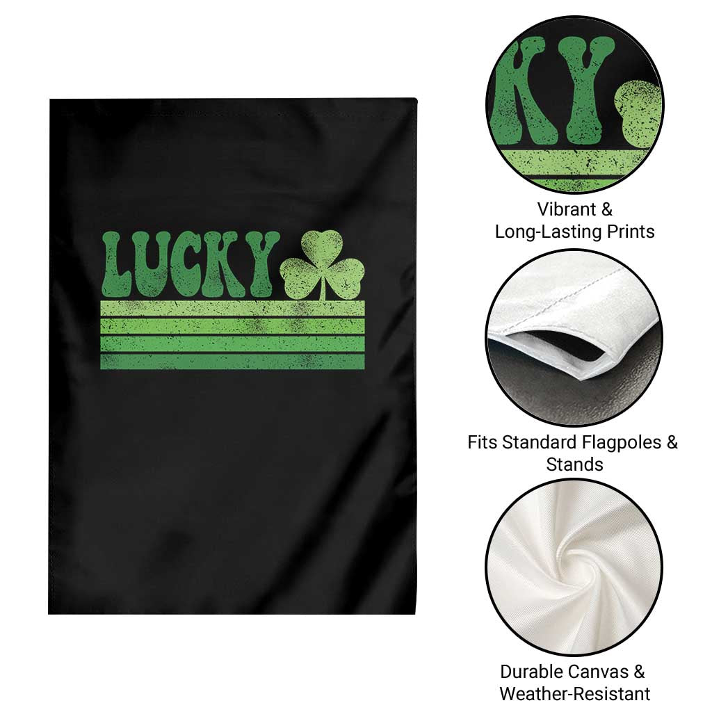 Retro Lucky Garden Flag St Patricks Day Irish Shamrock