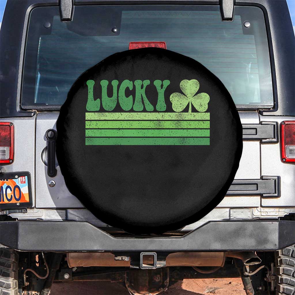 Retro Lucky Spare Tire Cover St Patricks Day Irish Shamrock