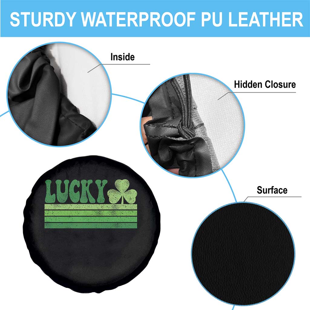Retro Lucky Spare Tire Cover St Patricks Day Irish Shamrock