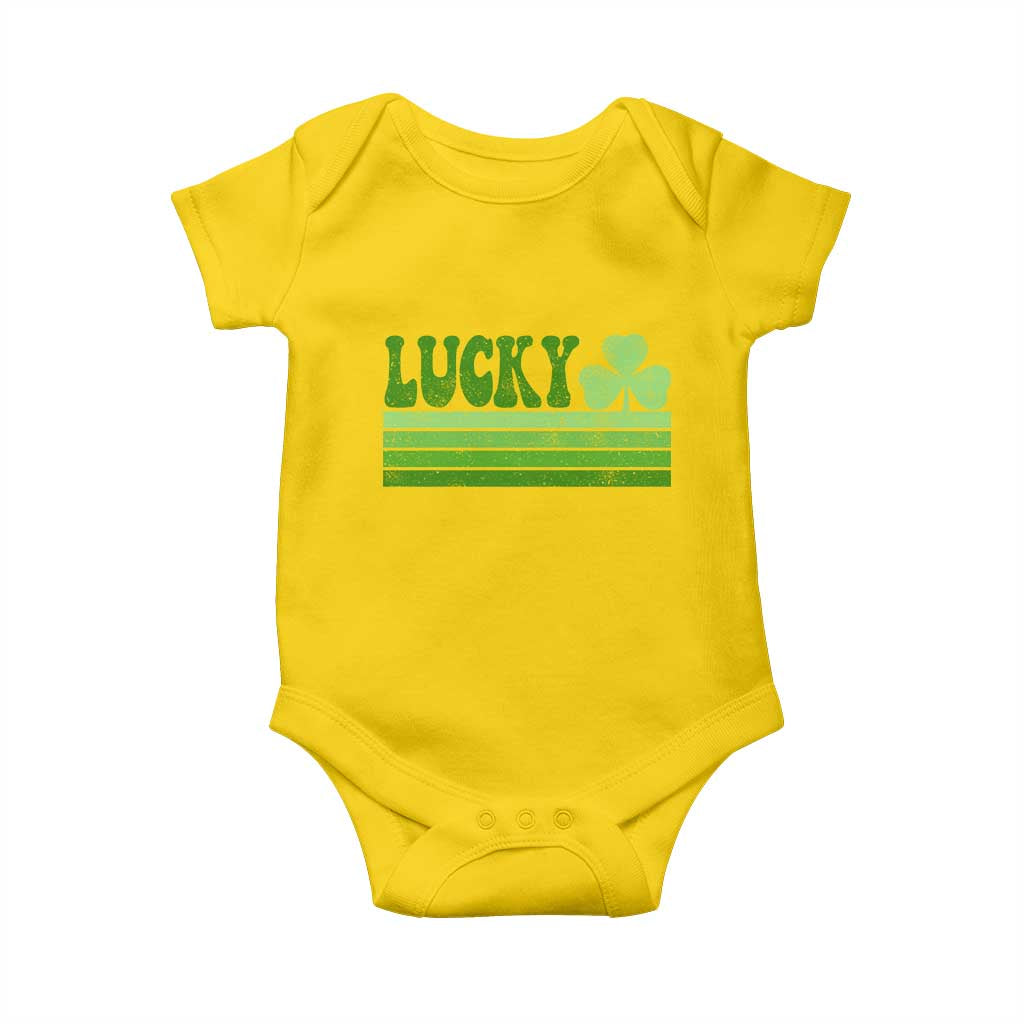 Retro Lucky Baby Onesie St Patricks Day Irish Shamrock