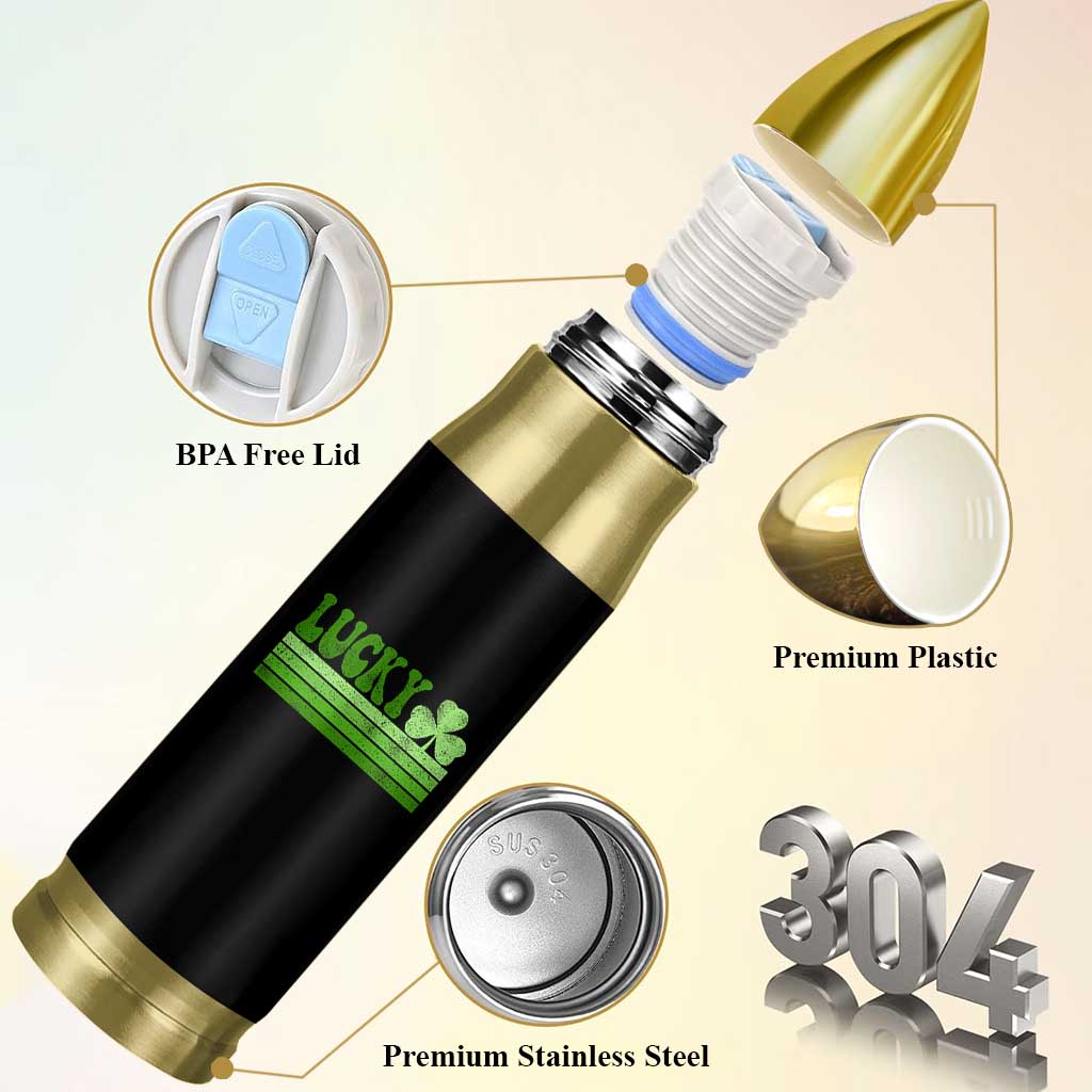 Retro Lucky Bullet Tumbler St Patricks Day Irish Shamrock