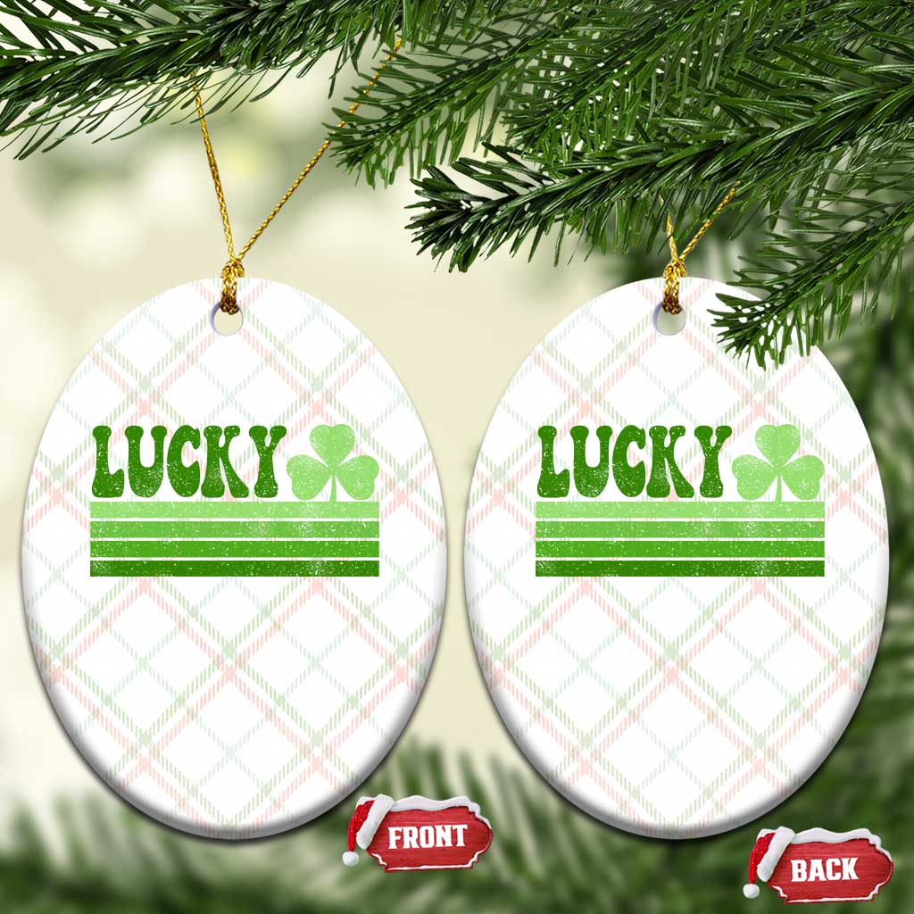 Retro Lucky Ceramic Ornament St Patricks Day Irish Shamrock