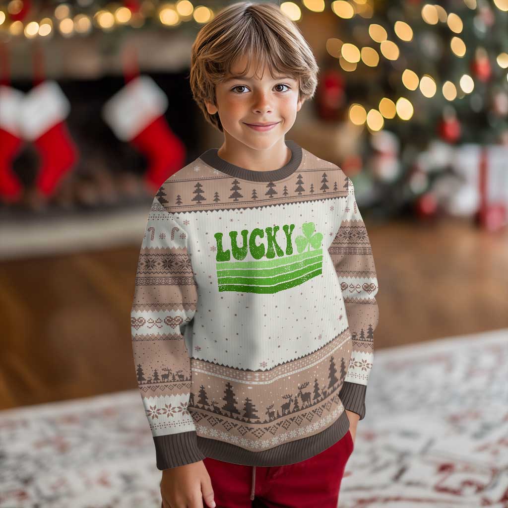 Retro Lucky Ugly Christmas Sweater St Patricks Day Irish Shamrock