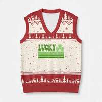 Retro Lucky V-Neck Knit Sweater Vest St Patricks Day Irish Shamrock