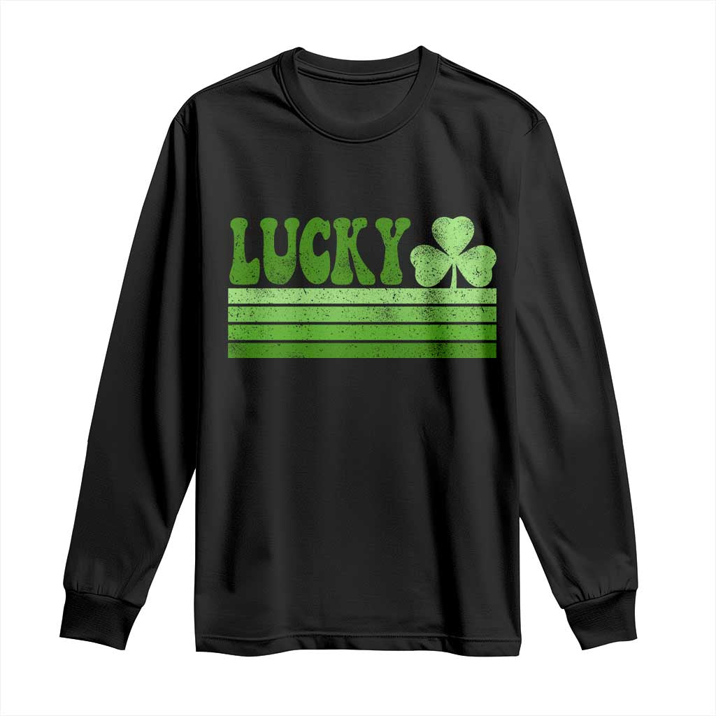 Retro Lucky Long Sleeve Shirt St Patricks Day Irish Shamrock