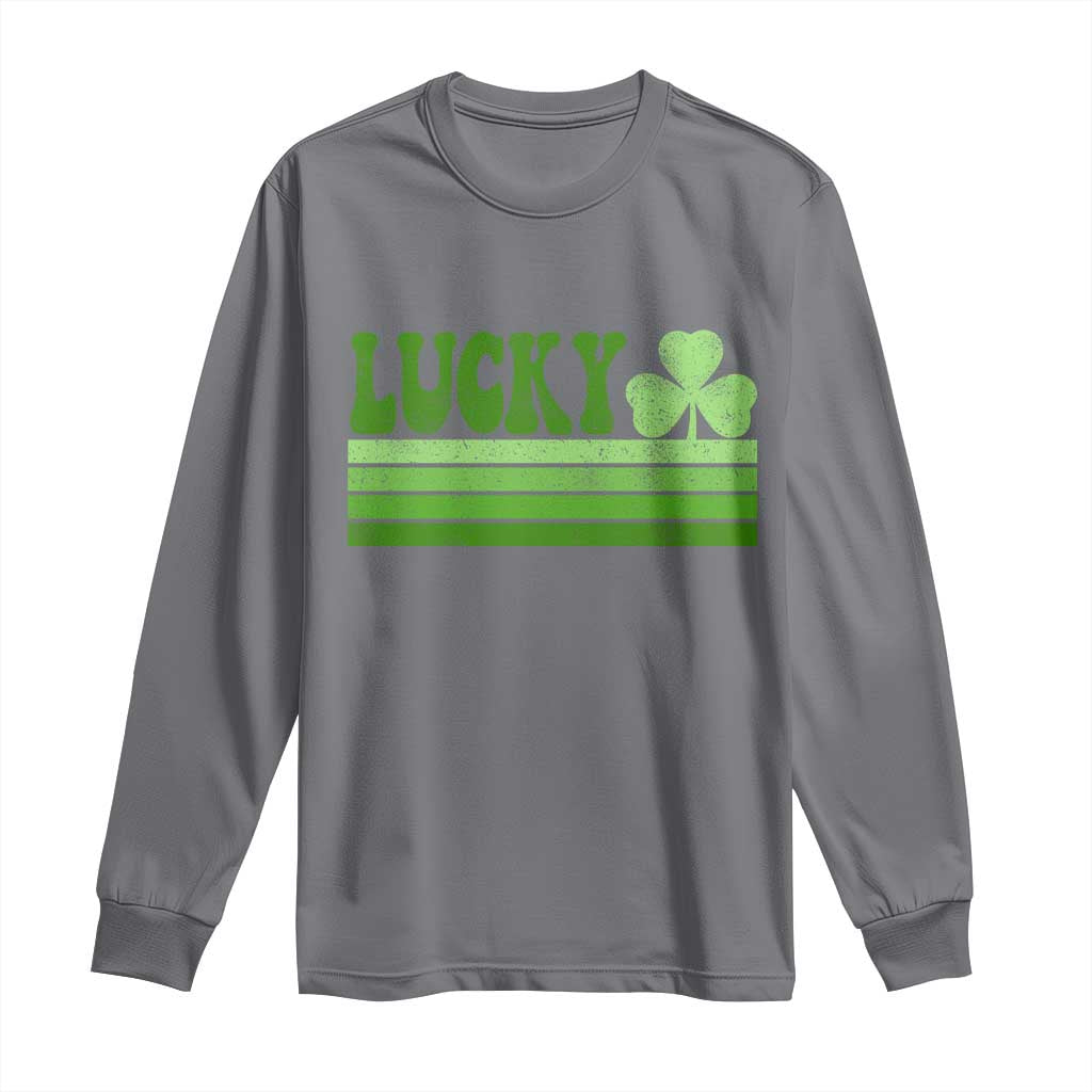 Retro Lucky Long Sleeve Shirt St Patricks Day Irish Shamrock