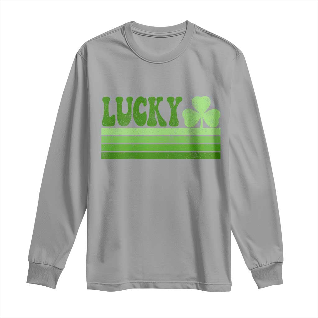 Retro Lucky Long Sleeve Shirt St Patricks Day Irish Shamrock