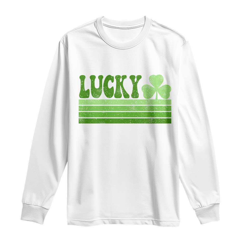 Retro Lucky Long Sleeve Shirt St Patricks Day Irish Shamrock
