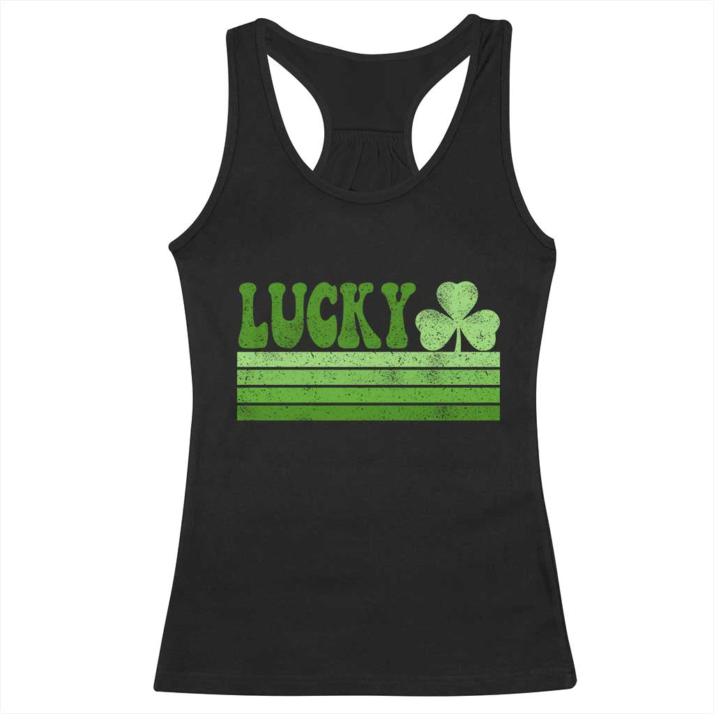 Retro Lucky Racerback Tank Top St Patricks Day Irish Shamrock