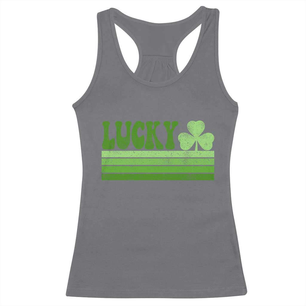 Retro Lucky Racerback Tank Top St Patricks Day Irish Shamrock