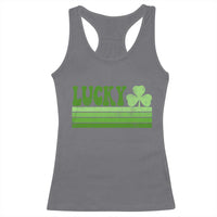 Retro Lucky Racerback Tank Top St Patricks Day Irish Shamrock