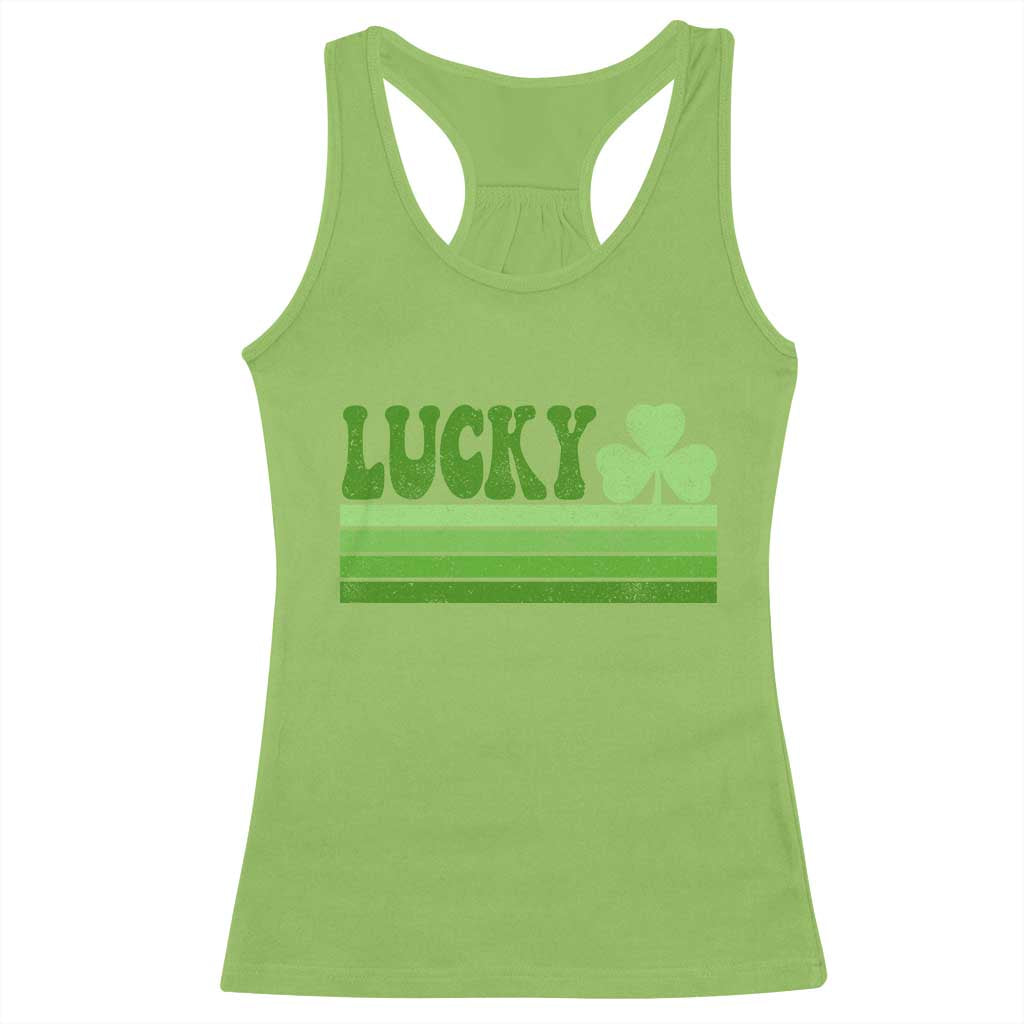 Retro Lucky Racerback Tank Top St Patricks Day Irish Shamrock