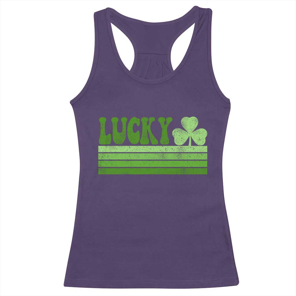 Retro Lucky Racerback Tank Top St Patricks Day Irish Shamrock