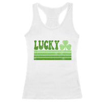 Retro Lucky Racerback Tank Top St Patricks Day Irish Shamrock