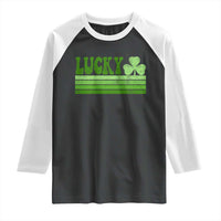 Retro Lucky Raglan Shirt St Patricks Day Irish Shamrock