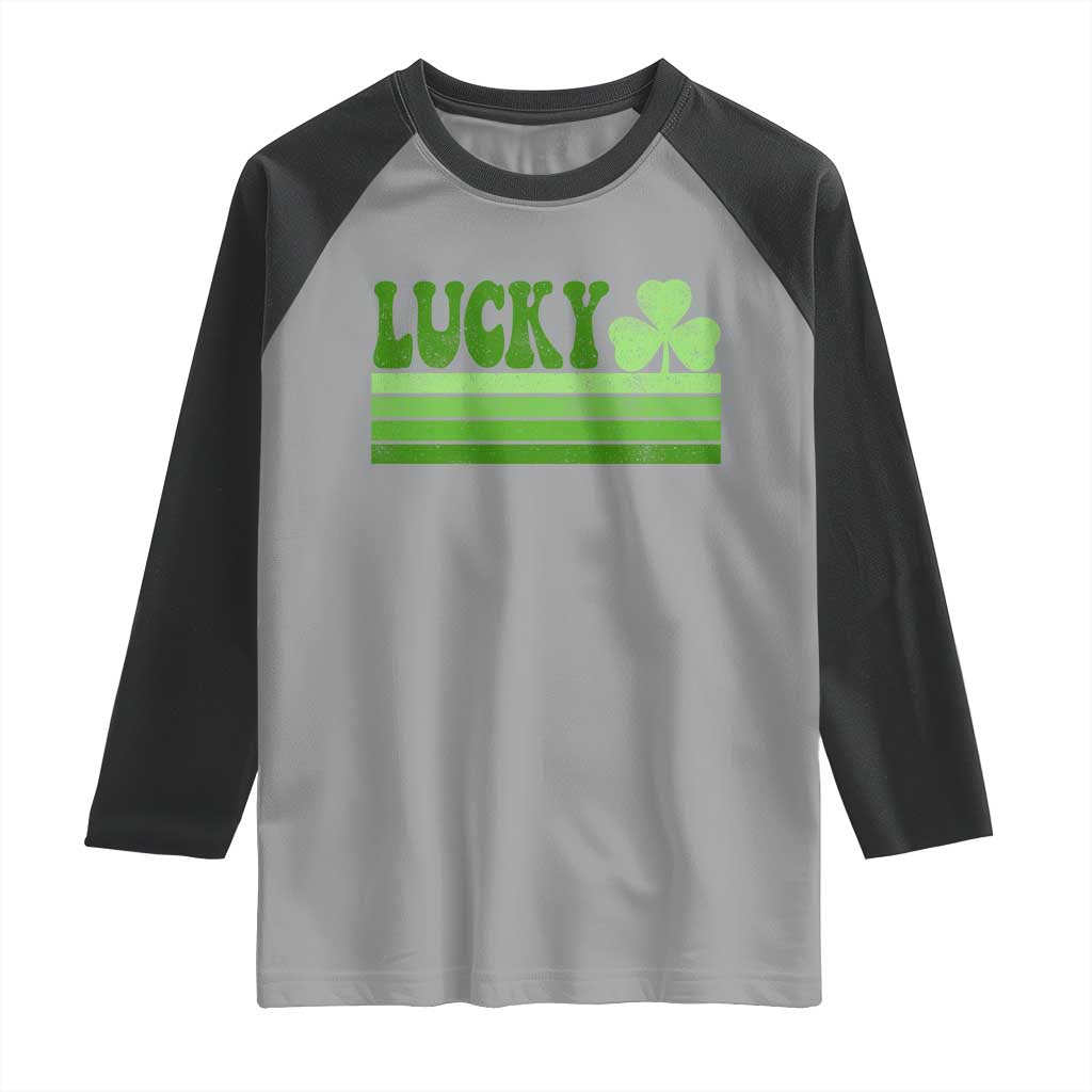 Retro Lucky Raglan Shirt St Patricks Day Irish Shamrock