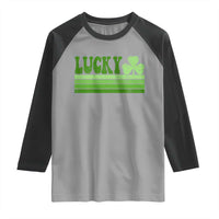 Retro Lucky Raglan Shirt St Patricks Day Irish Shamrock