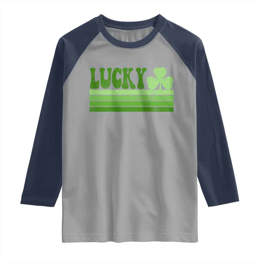 Retro Lucky Raglan Shirt St Patricks Day Irish Shamrock
