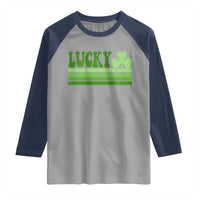 Retro Lucky Raglan Shirt St Patricks Day Irish Shamrock
