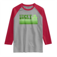 Retro Lucky Raglan Shirt St Patricks Day Irish Shamrock