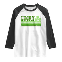 Retro Lucky Raglan Shirt St Patricks Day Irish Shamrock