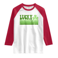 Retro Lucky Raglan Shirt St Patricks Day Irish Shamrock