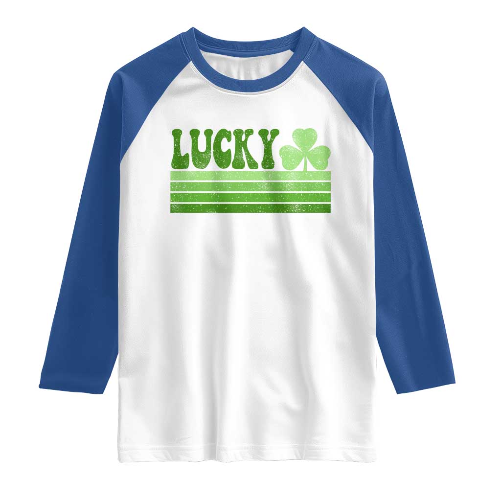 Retro Lucky Raglan Shirt St Patricks Day Irish Shamrock