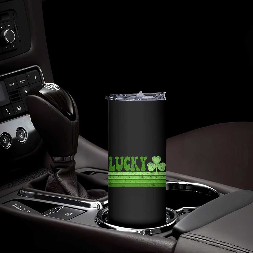 Retro Lucky Skinny Tumbler St Patricks Day Irish Shamrock