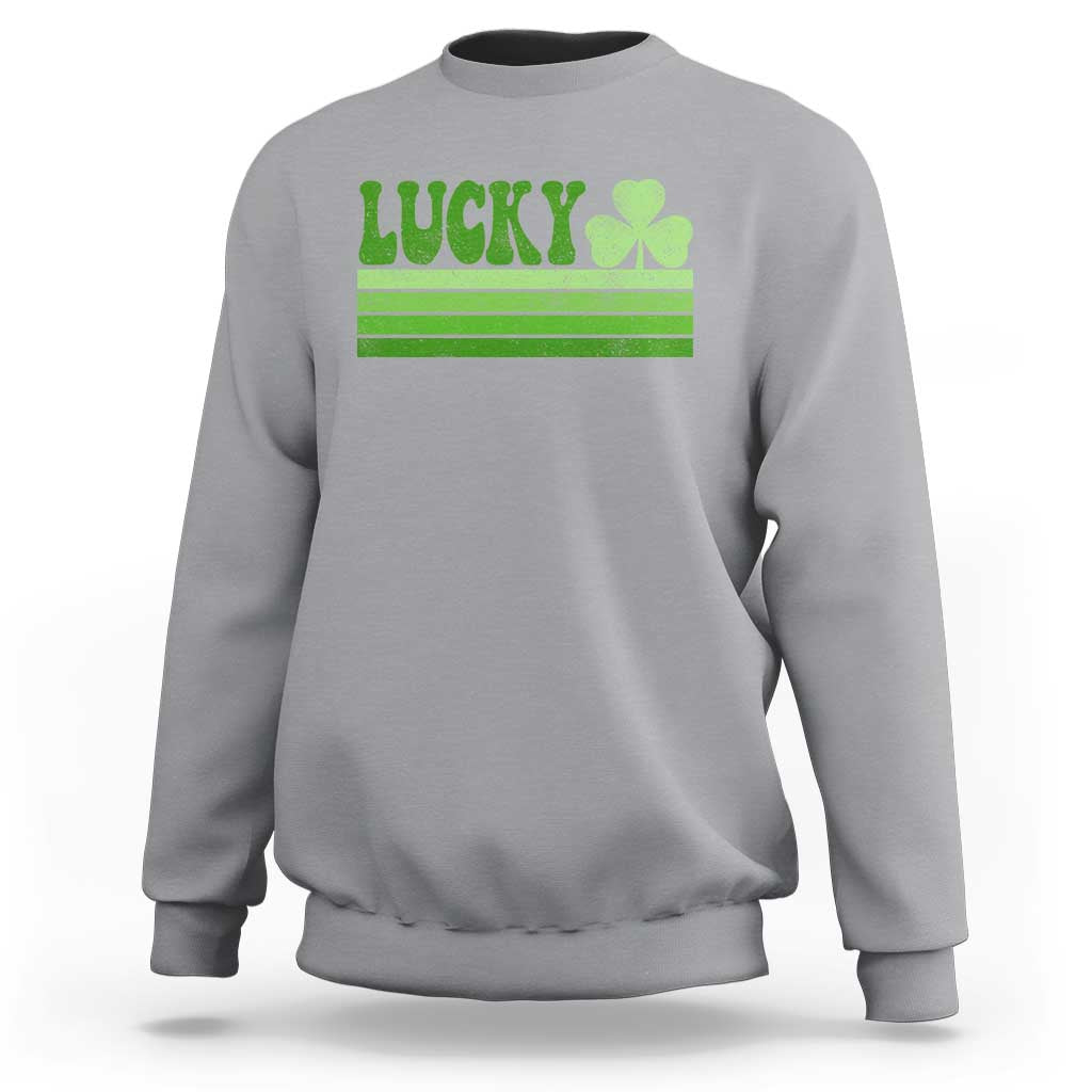 Retro Lucky Sweatshirt St Patricks Day Irish Shamrock