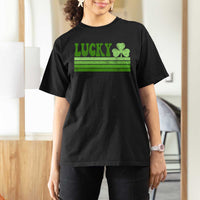 Retro Lucky T Shirt For Women St Patricks Day Irish Shamrock