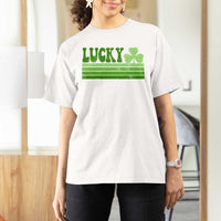 Retro Lucky T Shirt For Women St Patricks Day Irish Shamrock