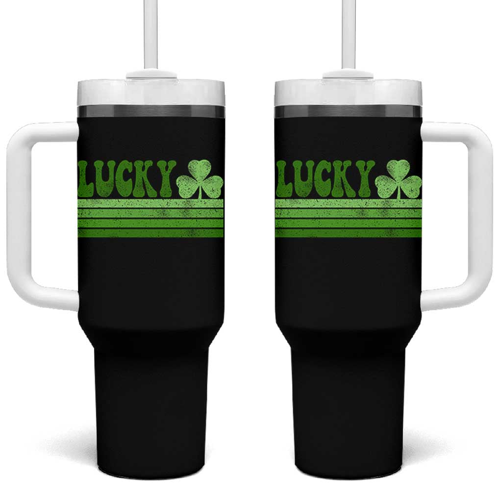 Retro Lucky Tumbler With Handle St Patricks Day Irish Shamrock