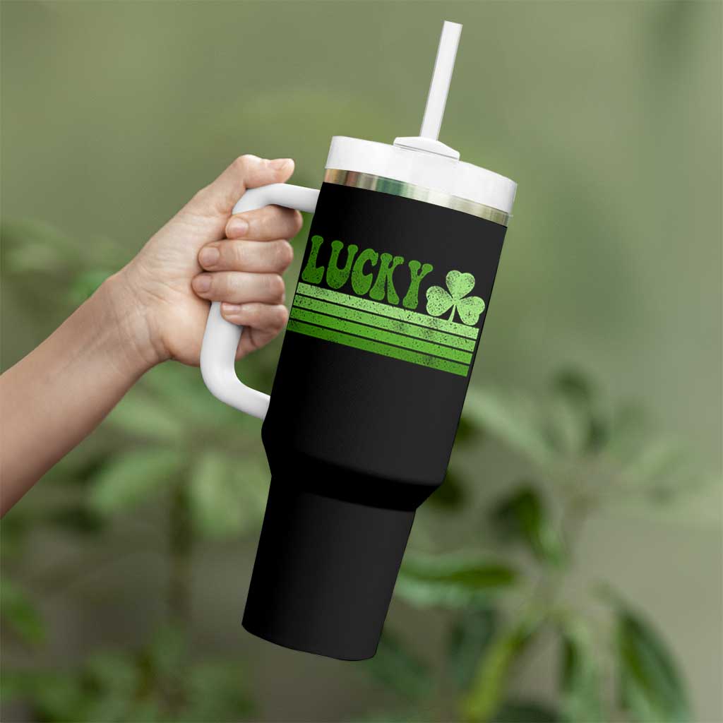 Retro Lucky Tumbler With Handle St Patricks Day Irish Shamrock