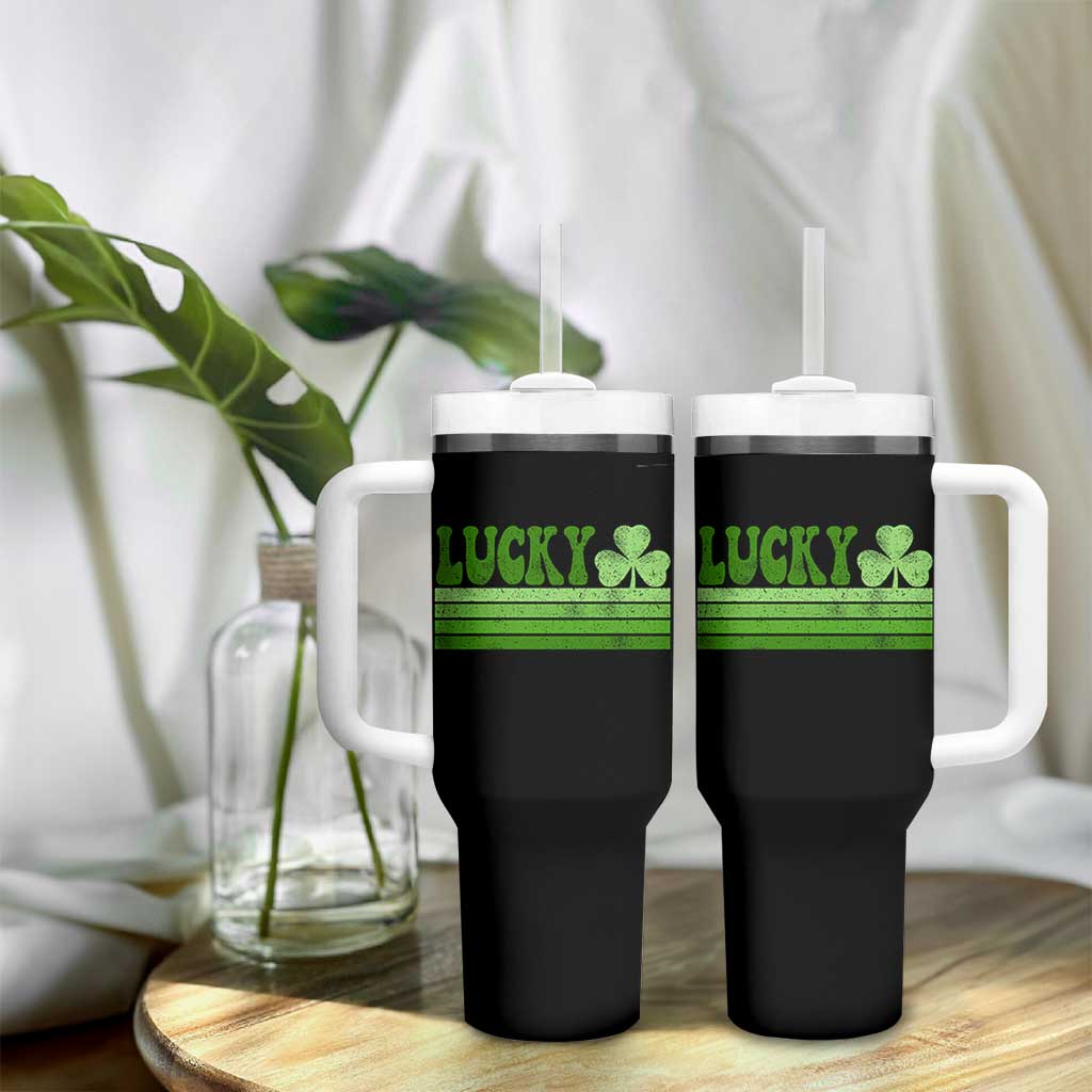 Retro Lucky Tumbler With Handle St Patricks Day Irish Shamrock