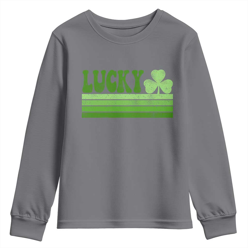 Retro Lucky Youth Sweatshirt St Patricks Day Irish Shamrock
