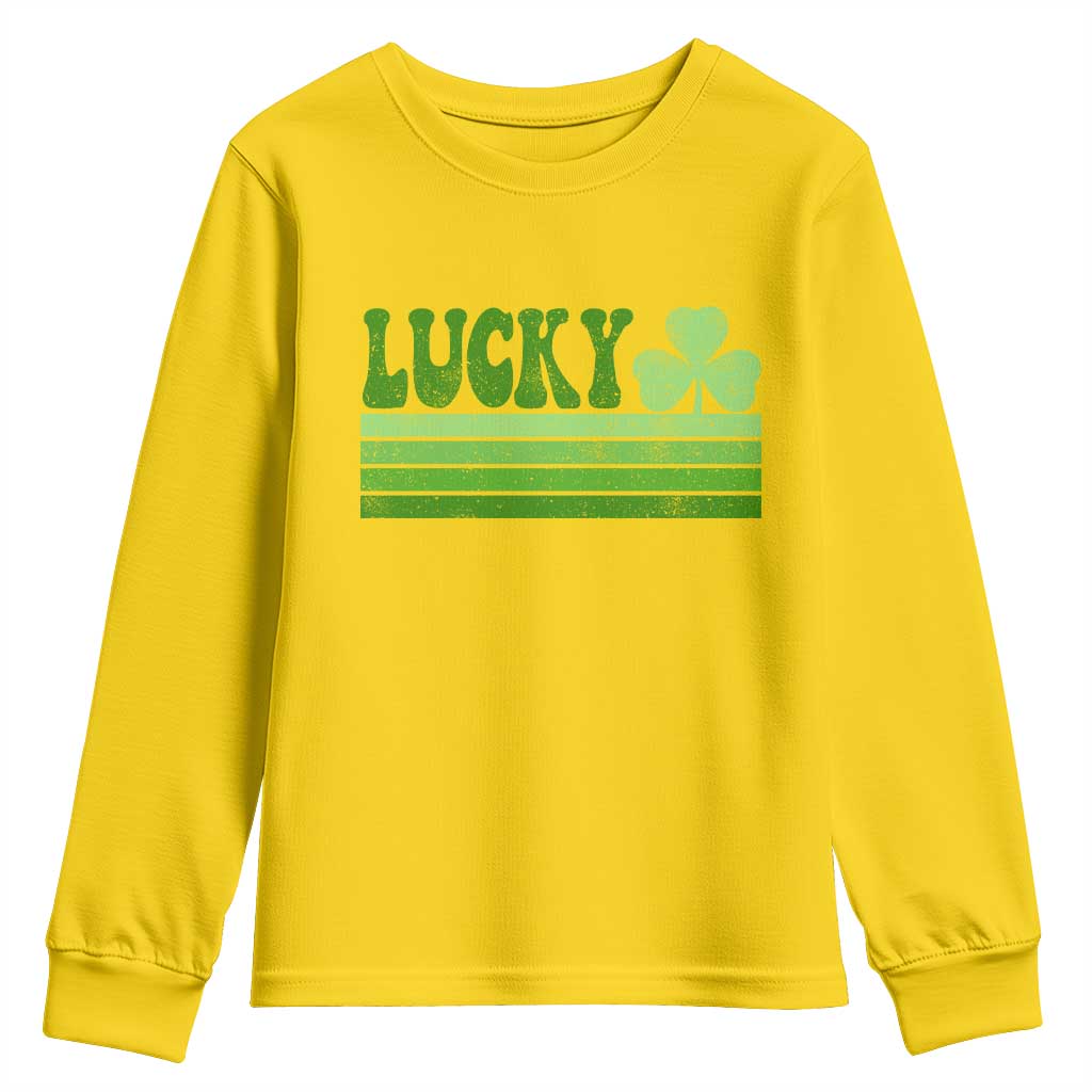 Retro Lucky Youth Sweatshirt St Patricks Day Irish Shamrock
