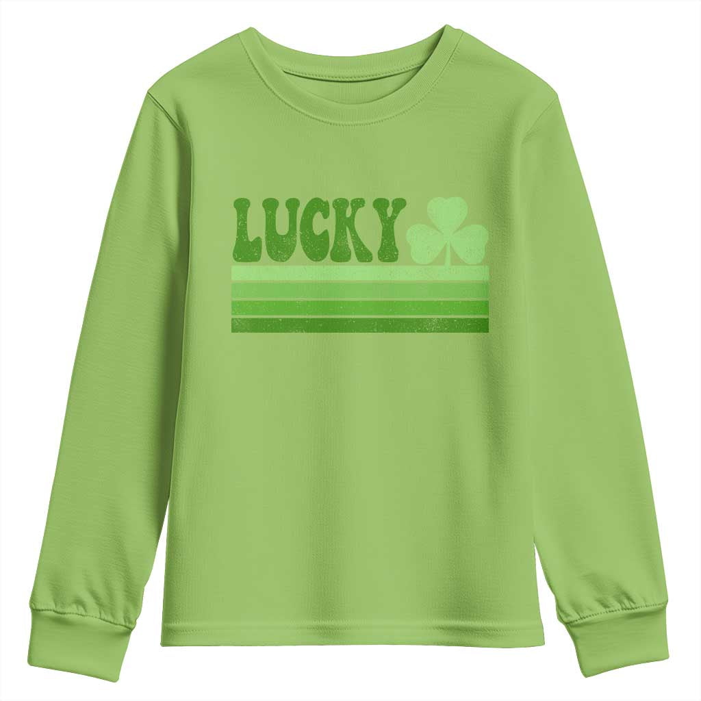 Retro Lucky Youth Sweatshirt St Patricks Day Irish Shamrock