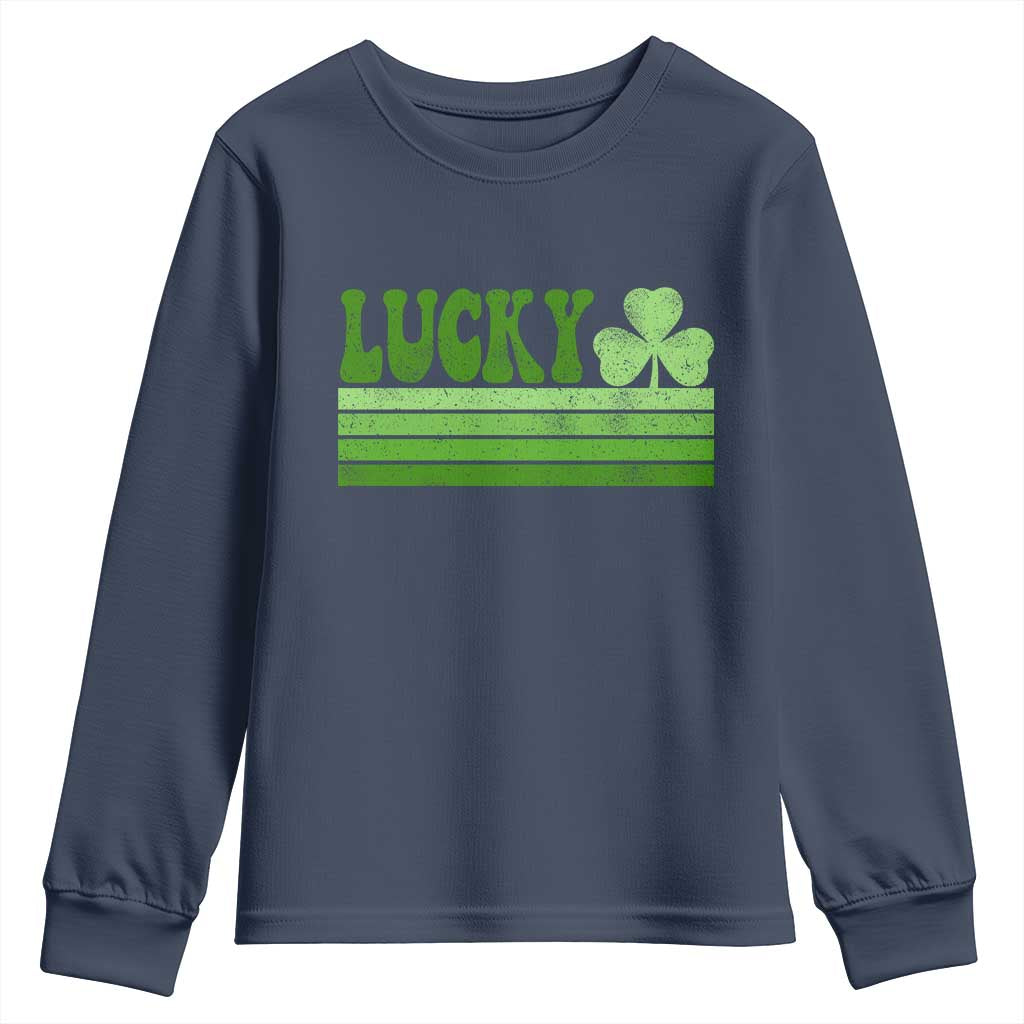 Retro Lucky Youth Sweatshirt St Patricks Day Irish Shamrock
